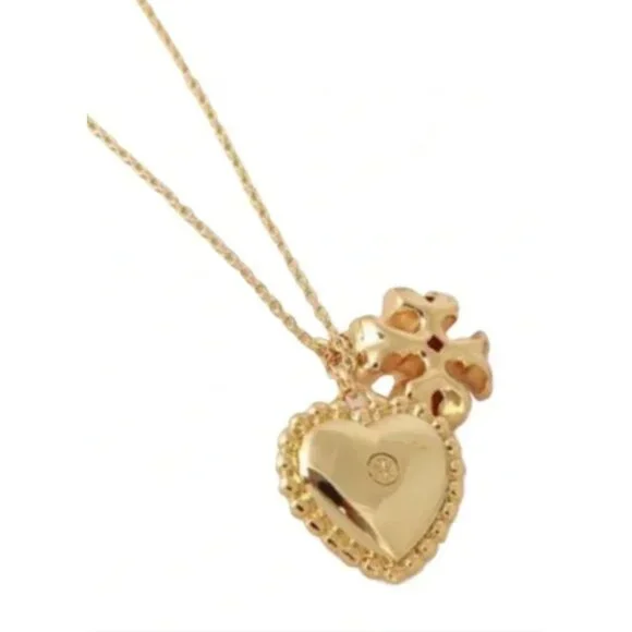 Tory Burch Pearl of Heart & Logo Necklace! - Picture 2 of 4